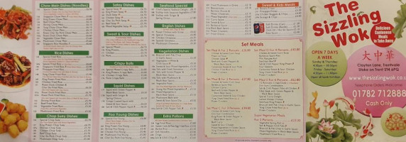 The Sizzling Wok menu