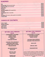 British Raj Crayford menu
