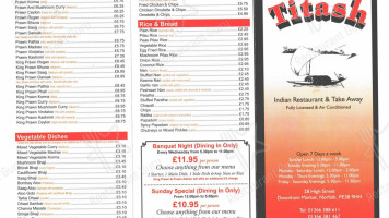Titash Indian menu