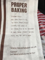 Reeve The Baker menu