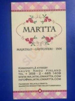 Martha´s Bistro menu