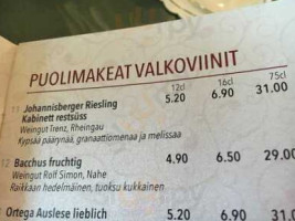 Viinitupa Vuorenmaja menu