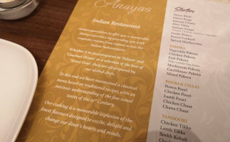 Anaya's menu