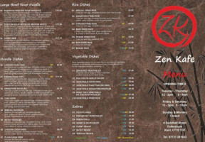 Zen Kafe menu