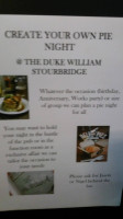 The Duke William menu