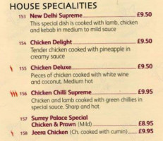 Surrey Palace menu