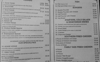 Stratford Kebab House menu