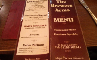 Brewers Arms menu