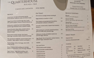 The Quarterhouse Lancaster menu