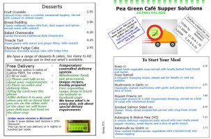 Pea Green Cafe menu