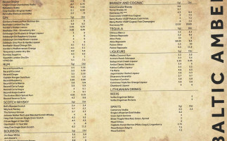 Baltic Amber Restaurant Bar menu