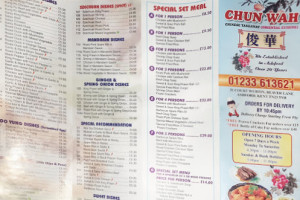 Chun Wah Chinese Takeaway menu