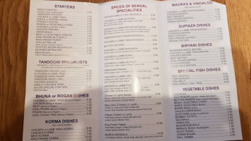 The Spices Of Bengal menu