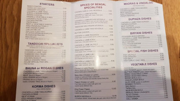The Spices Of Bengal menu