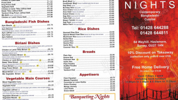Chilli Nights menu