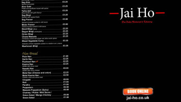 Jai Ho Hazlemere Indian menu