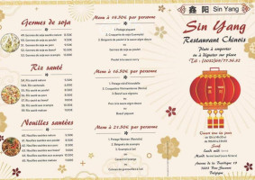 Chinois-traiteur Sin-yang menu