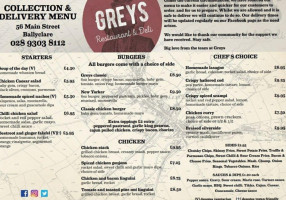 Greys Ballyclare menu