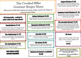 The Crooked Billet Inn Kitchen menu