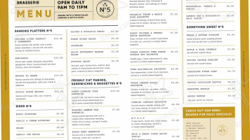 The Brasserie N@5 menu