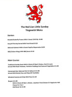 The Red Lion menu