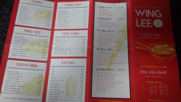 Wing Lee menu
