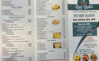 Raj Balti menu