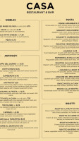 Casa Restaurant Bar menu