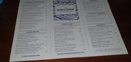 The Unicorn On The Beach menu