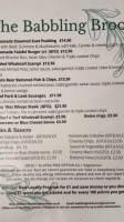The Babbling Brook menu