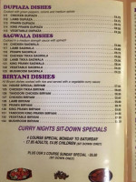 Curry Nights Ystalyfera menu