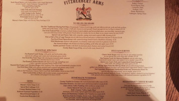 Fitzherbert Arms menu
