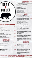 Bear And Billet menu