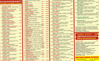 Imatran Kebab Pizzeria menu