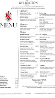 The Wellington Pub And Bed Breakfast menu