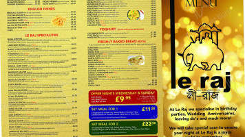 Le Raj menu