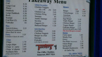 Tuckers Takeaway Cheddar menu