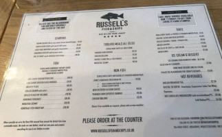 Russell's Fish Chips menu