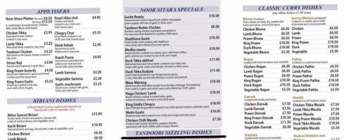 Noor Sitara Indian Takeaway menu