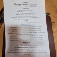 The Nags Head Inn menu
