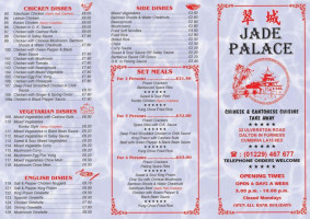 Jade Palace Chinese Take Away menu