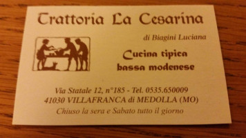 Trattoria La Cesarina menu