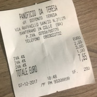 Panificio Da Teresa menu