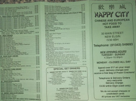 Happy City menu
