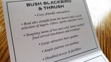 Bush Blackbird And Thrush menu