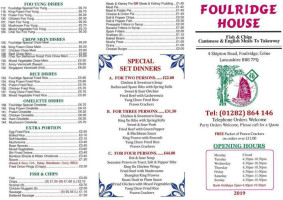 Foulridge House menu