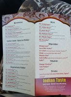 Indian Taste menu
