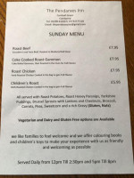 The Pendarves Inn menu
