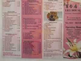 Lily House Chinese Rosscarbery menu