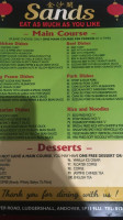 Sands Chinese menu